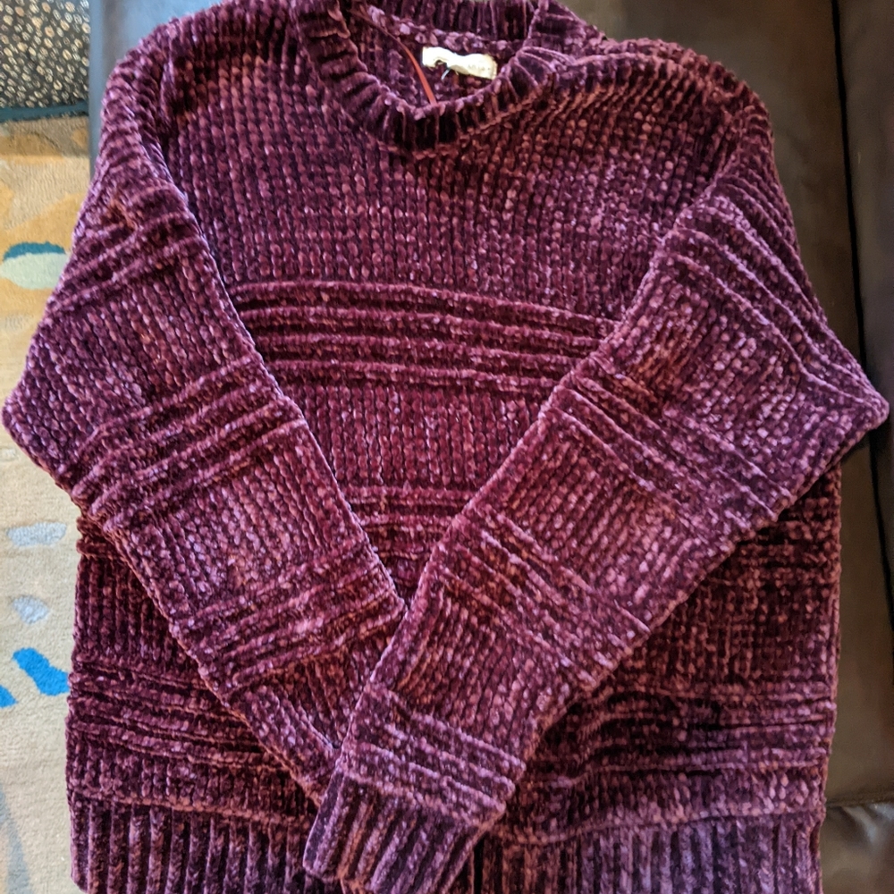 LA Hearts chenille burgundy sweater XS